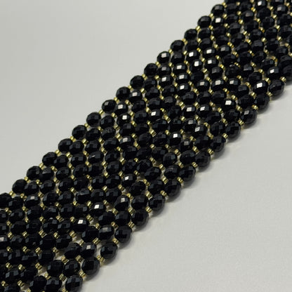 Onyx Faceted Barrel Shaped Gemstone Beads - (AA Quality)