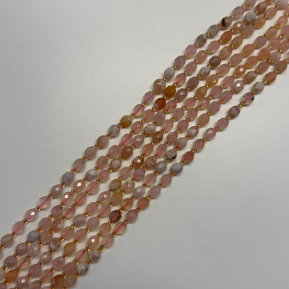 Sakura Agate Faceted Barrel Shaped Gemstone Beads - (AA Quality)