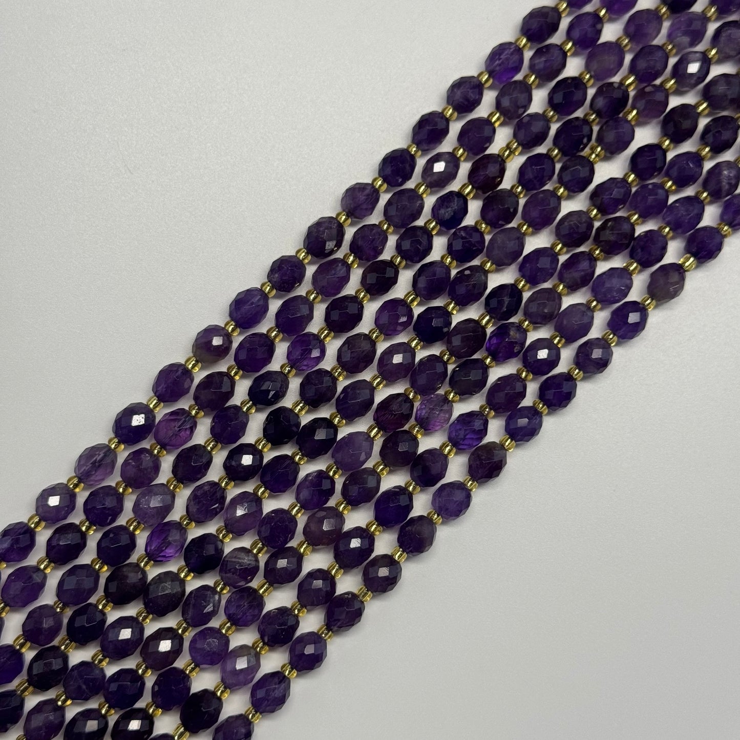 Amethyst Faceted Barrel Beads