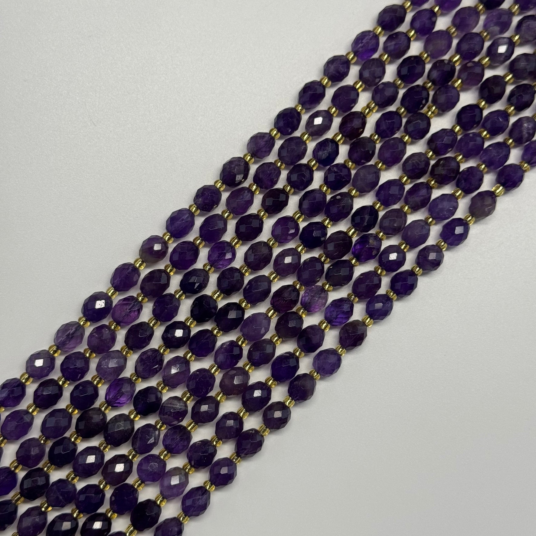 Amethyst Faceted Barrel Beads