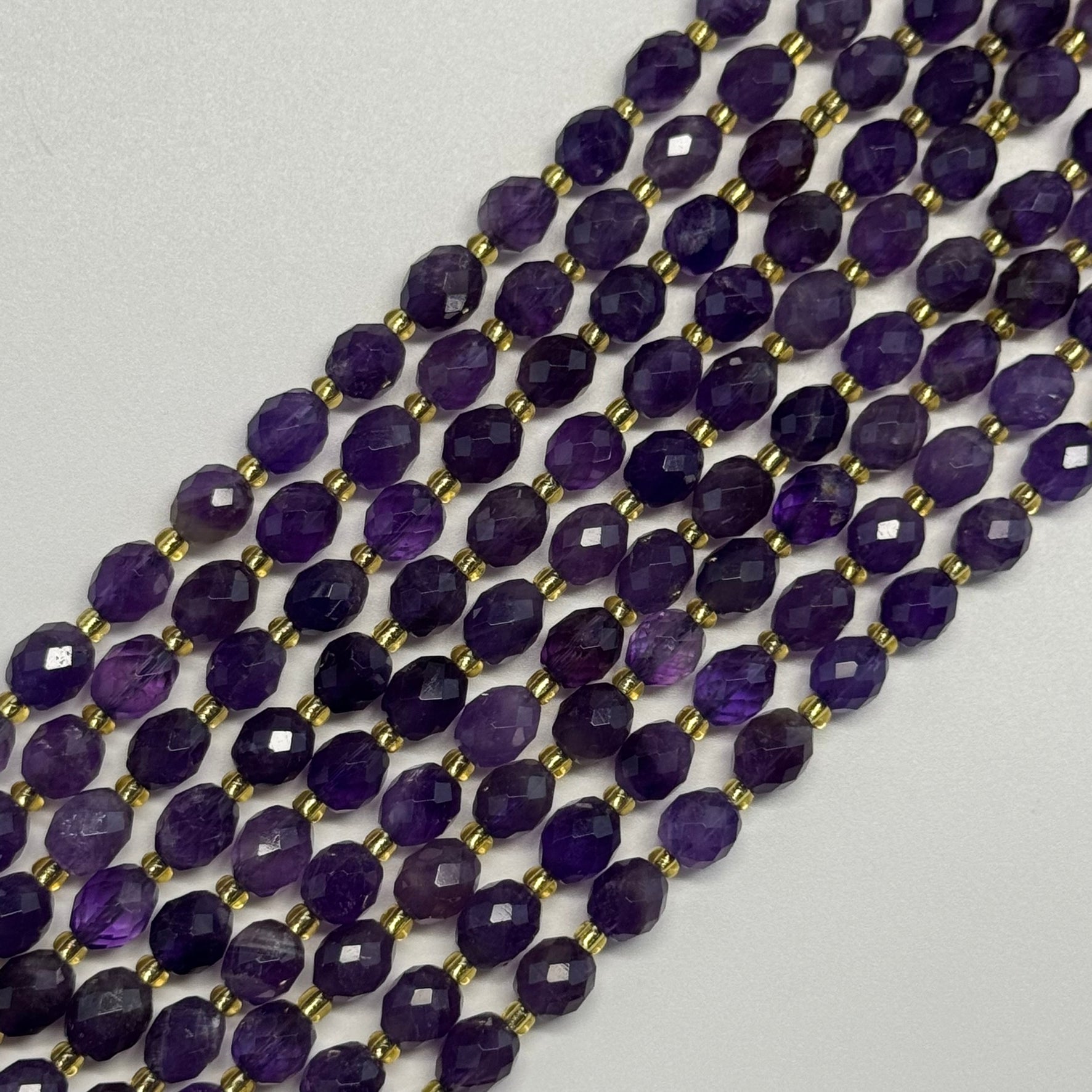 Amethyst Faceted Barrel Beads