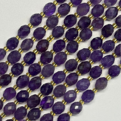 Amethyst Faceted Barrel Beads