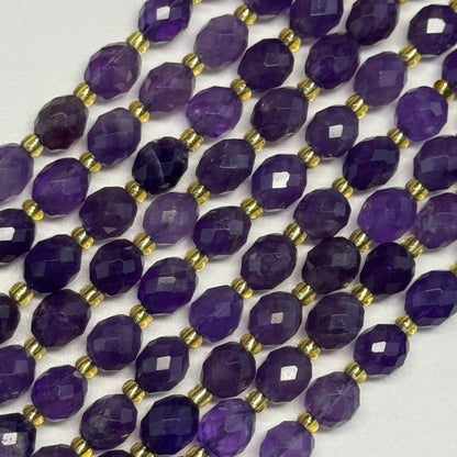 Amethyst Faceted Barrel Beads