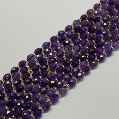 Amethyst Faceted Barrel Beads