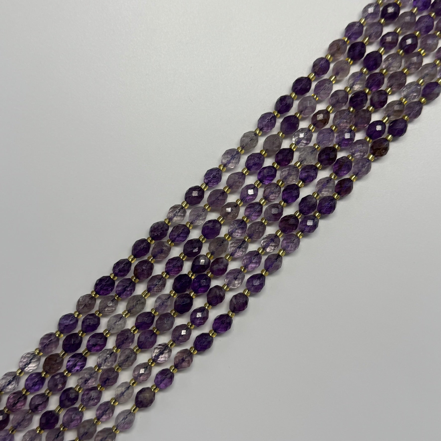 Amethyst Faceted Barrel Beads