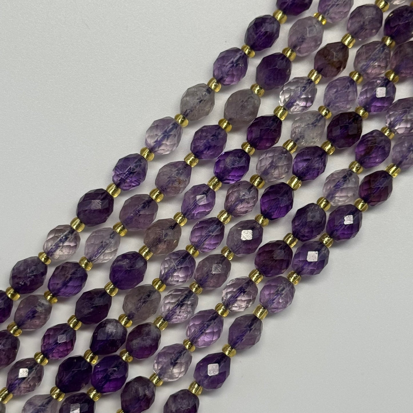 Amethyst Faceted Barrel Beads