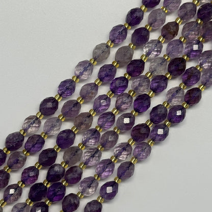 Amethyst Faceted Barrel Beads
