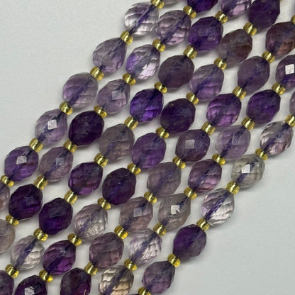 Amethyst Faceted Barrel Beads