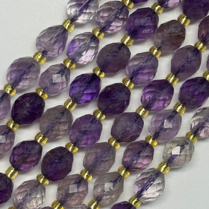 Amethyst Faceted Barrel Beads