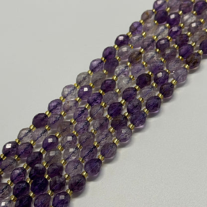 Amethyst Faceted Barrel Beads