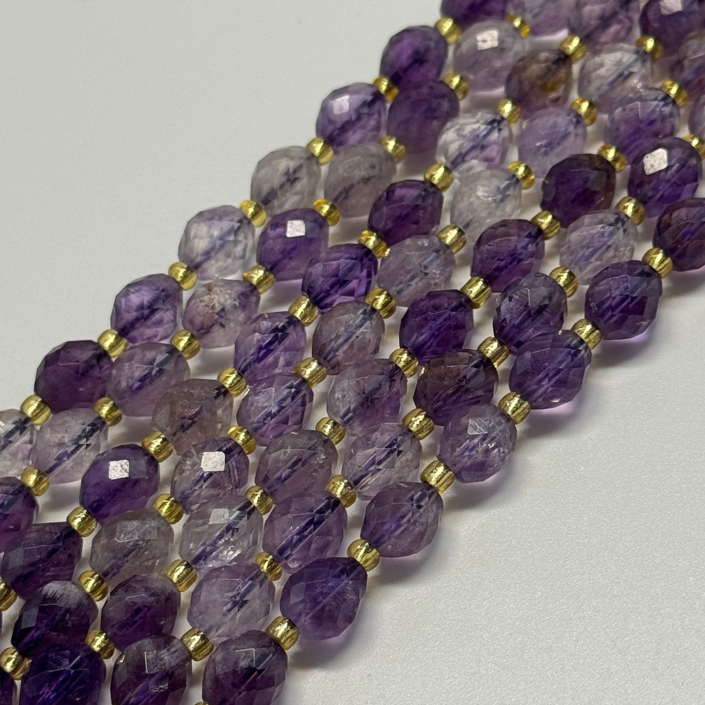 Amethyst Faceted Barrel Beads