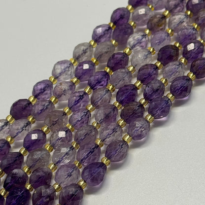 Amethyst Faceted Barrel Beads