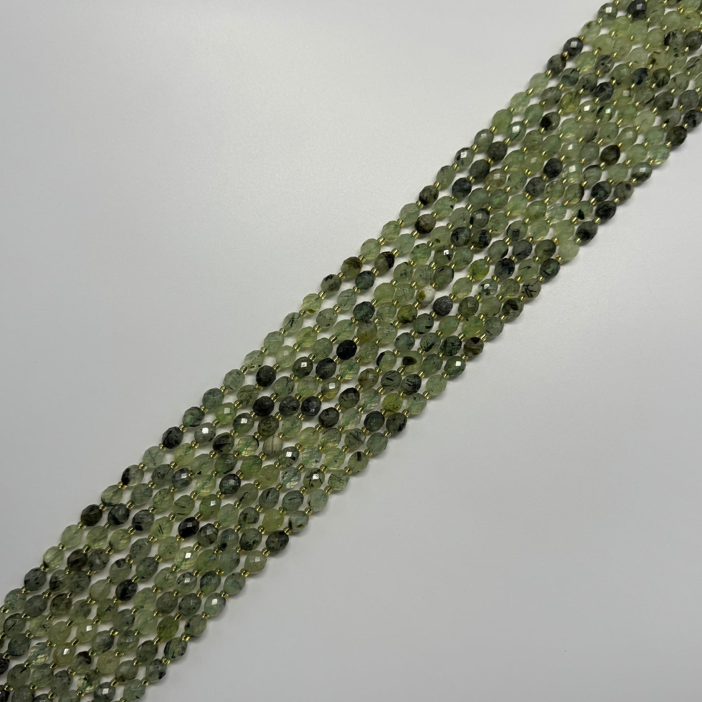 Prehnite Faceted Barrel Shaped Gemstone Beads - (AA Quality)
