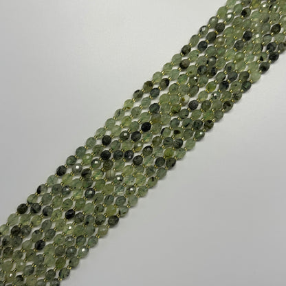 Prehnite Faceted Barrel Shaped Gemstone Beads - (AA Quality)