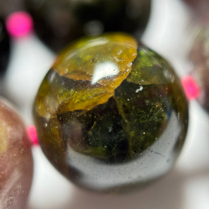 Multi-Coloured Tourmaline Polished Round Beads