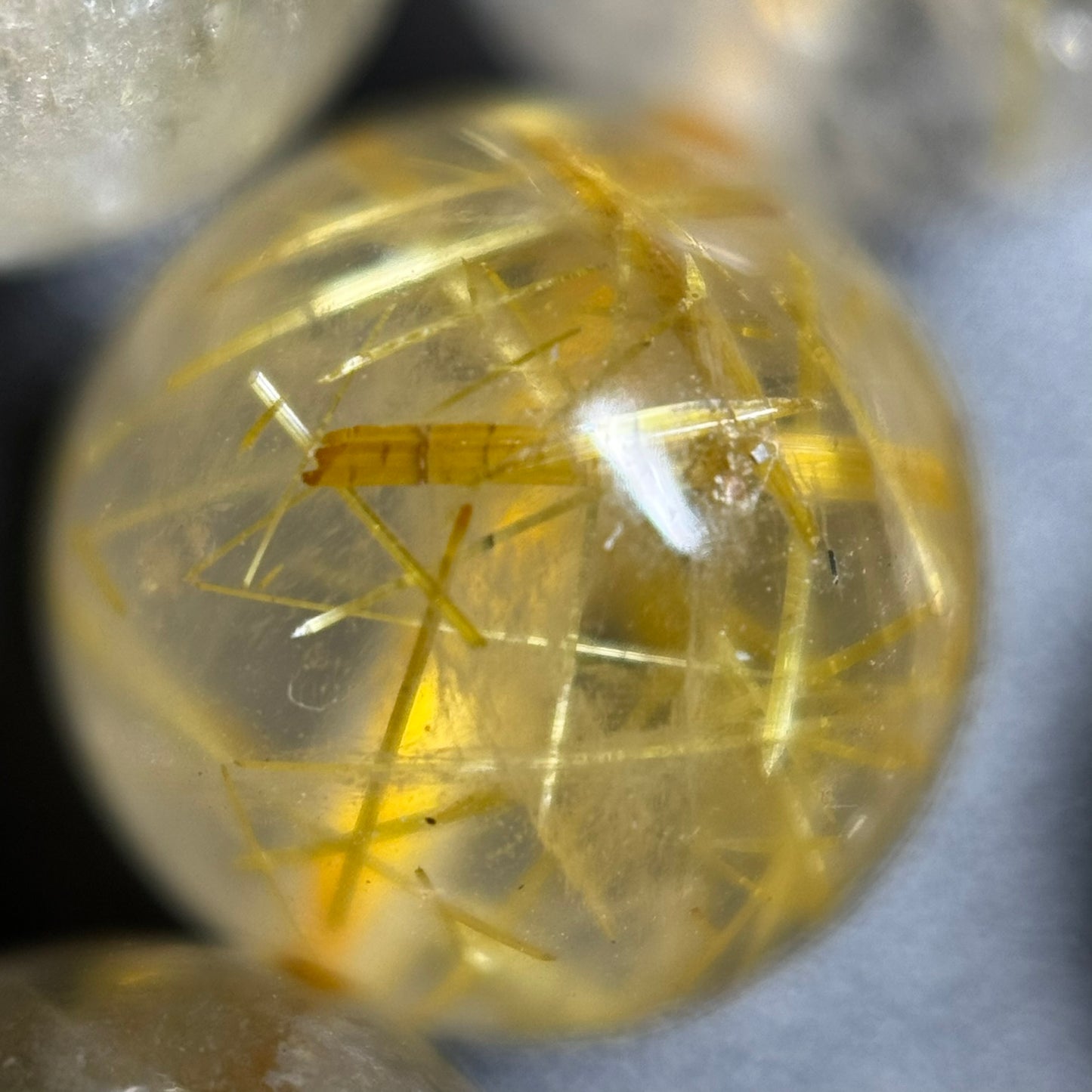 Golden Rutilated Quartz Polished Round Beads