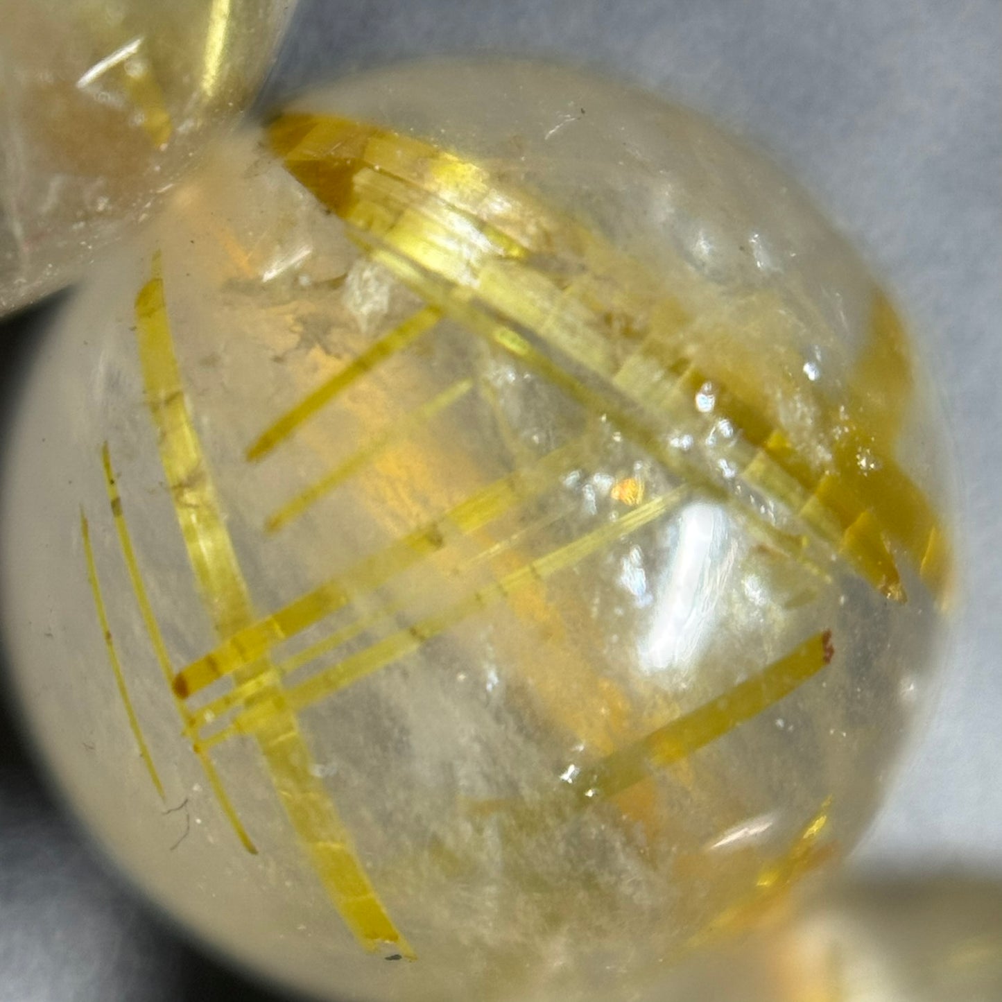 Golden Rutilated Quartz Polished Round Beads