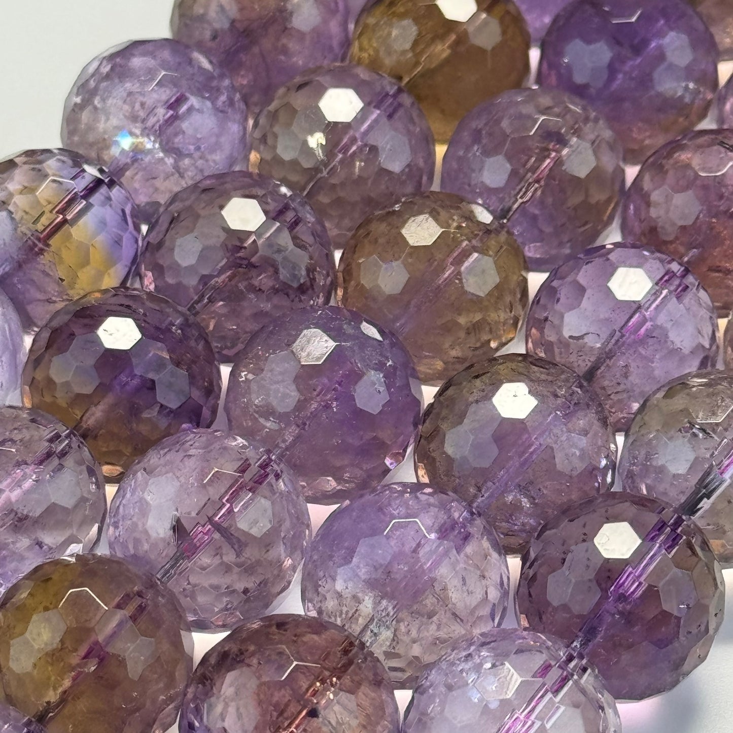 Natural Ametrine Faceted Round Gemstone Beads – Extremely Rare - (AAAAA Quality)