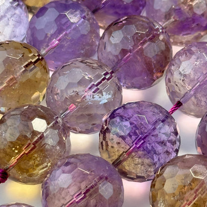 Natural Ametrine Faceted Round Gemstone Beads – Extremely Rare - (AAAAA Quality)