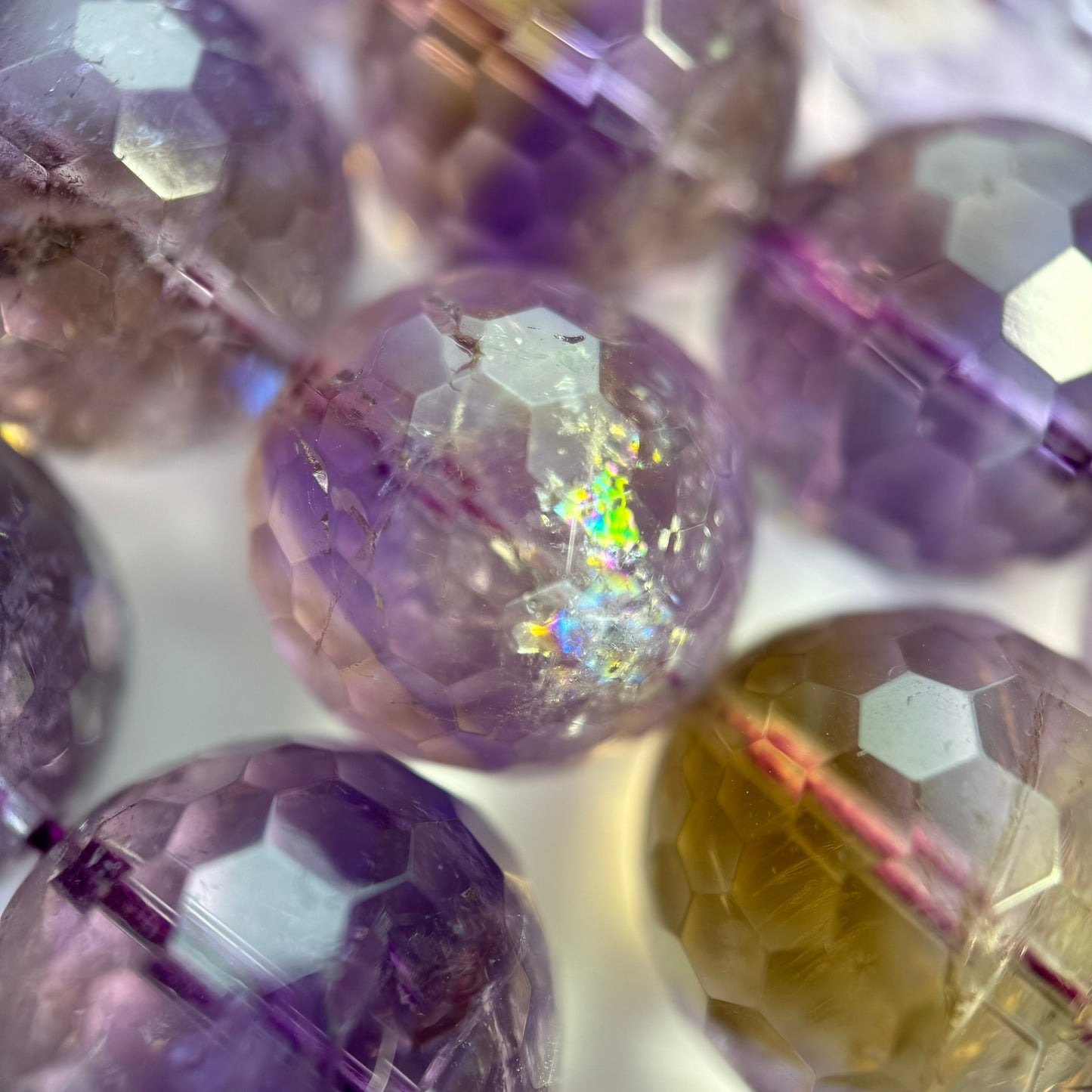 Natural Ametrine Faceted Round Gemstone Beads – Extremely Rare - (AAAAA Quality)