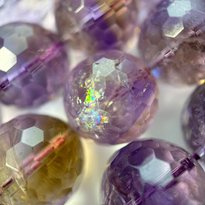 Natural Ametrine Faceted Round Gemstone Beads – Extremely Rare - (AAAAA Quality)