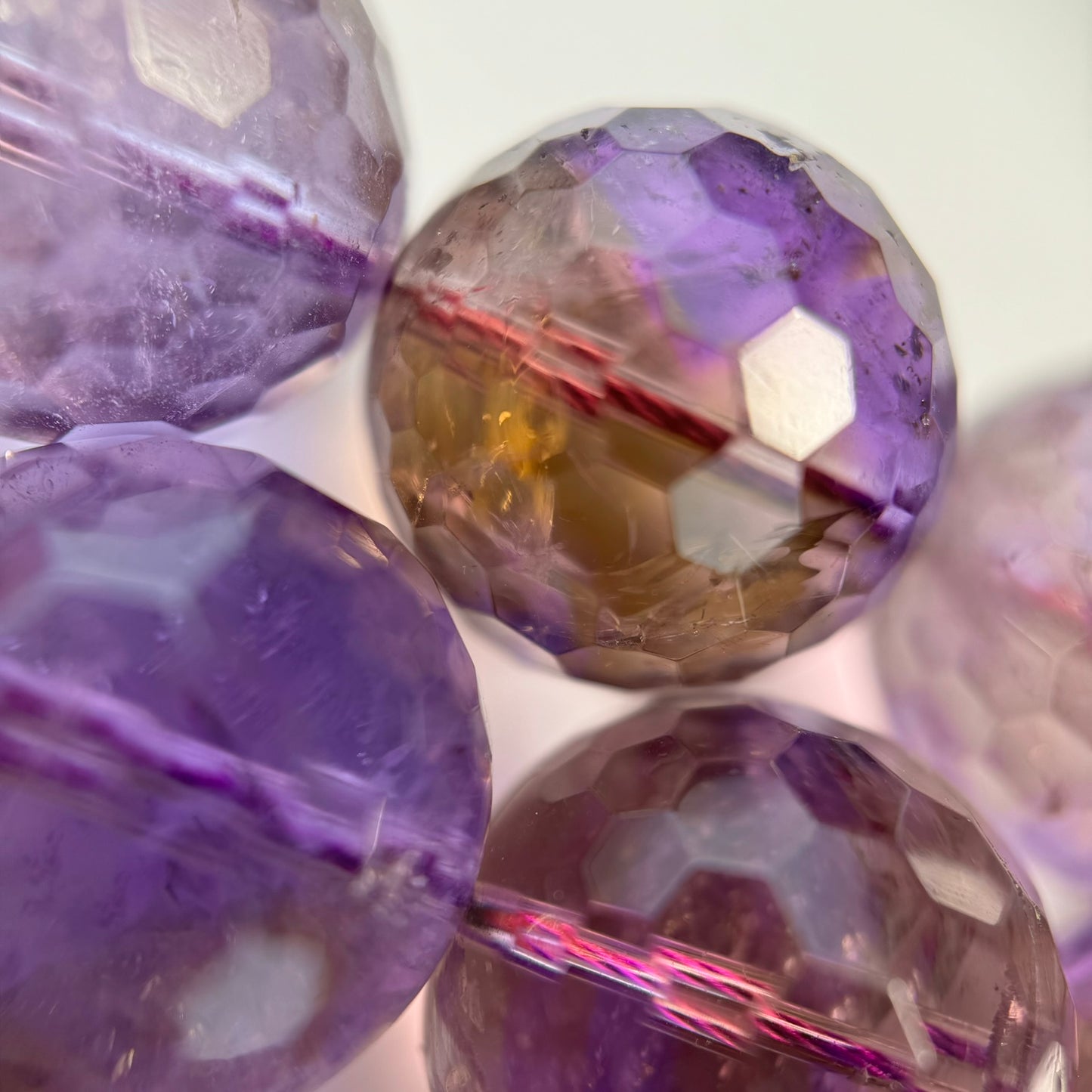 Natural Ametrine Faceted Round Gemstone Beads – Extremely Rare - (AAAAA Quality)