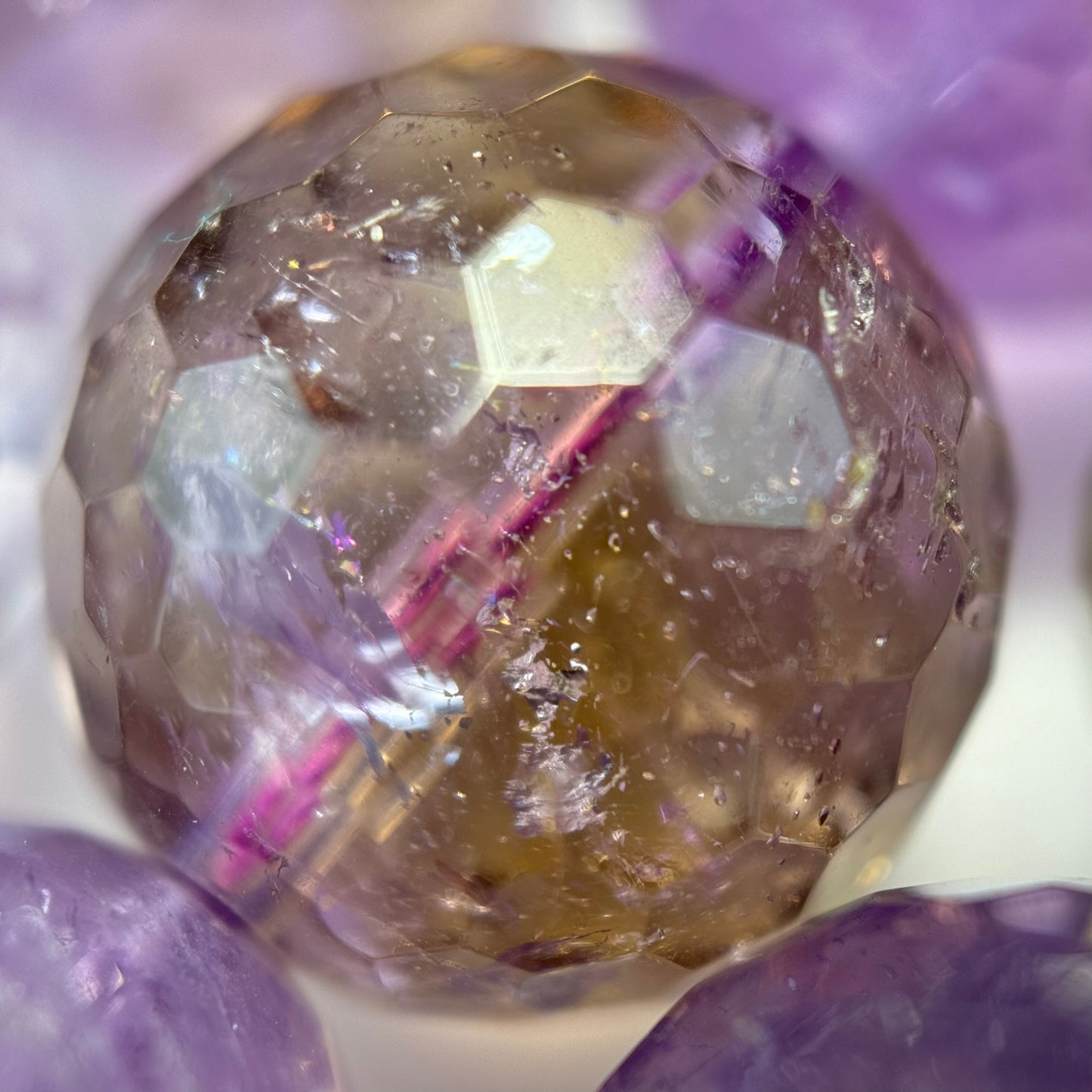 Natural Ametrine Faceted Round Gemstone Beads – Extremely Rare - (AAAAA Quality)