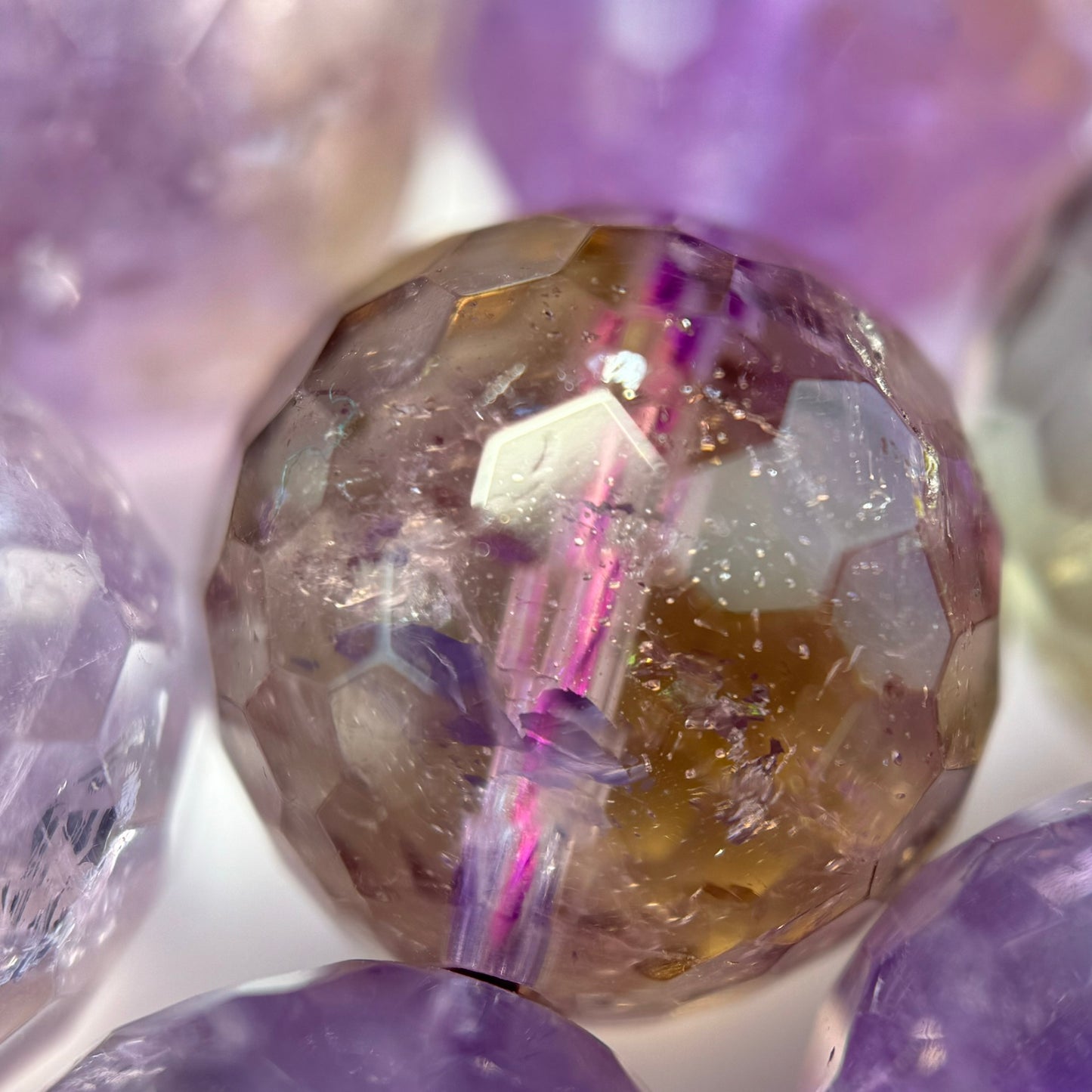 Natural Ametrine Faceted Round Gemstone Beads – Extremely Rare - (AAAAA Quality)