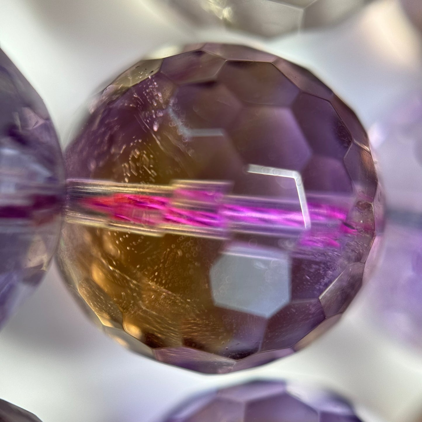 Natural Ametrine Faceted Round Gemstone Beads – Extremely Rare - (AAAAA Quality)