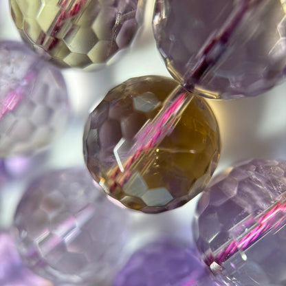 Natural Ametrine Faceted Round Gemstone Beads – Extremely Rare - (AAAAA Quality)