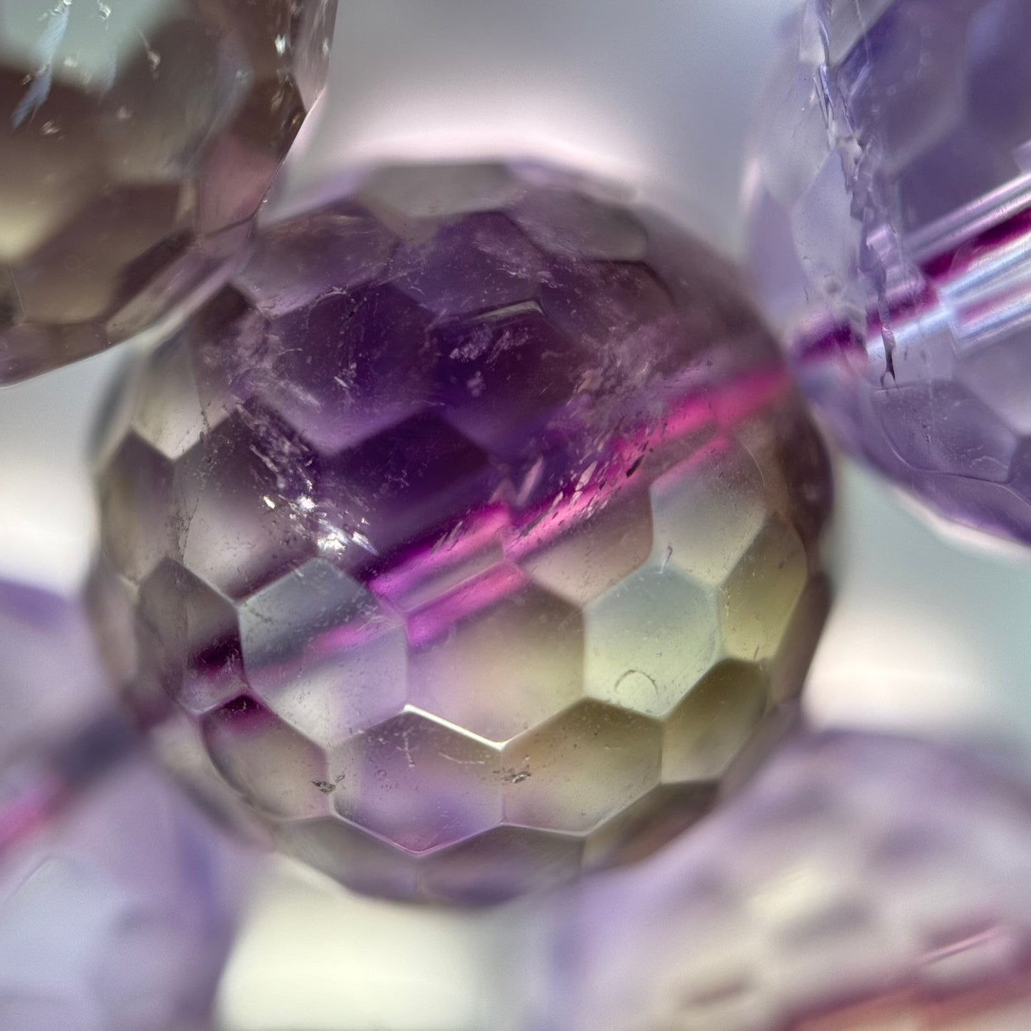 Natural Ametrine Faceted Round Gemstone Beads – Extremely Rare - (AAAAA Quality)