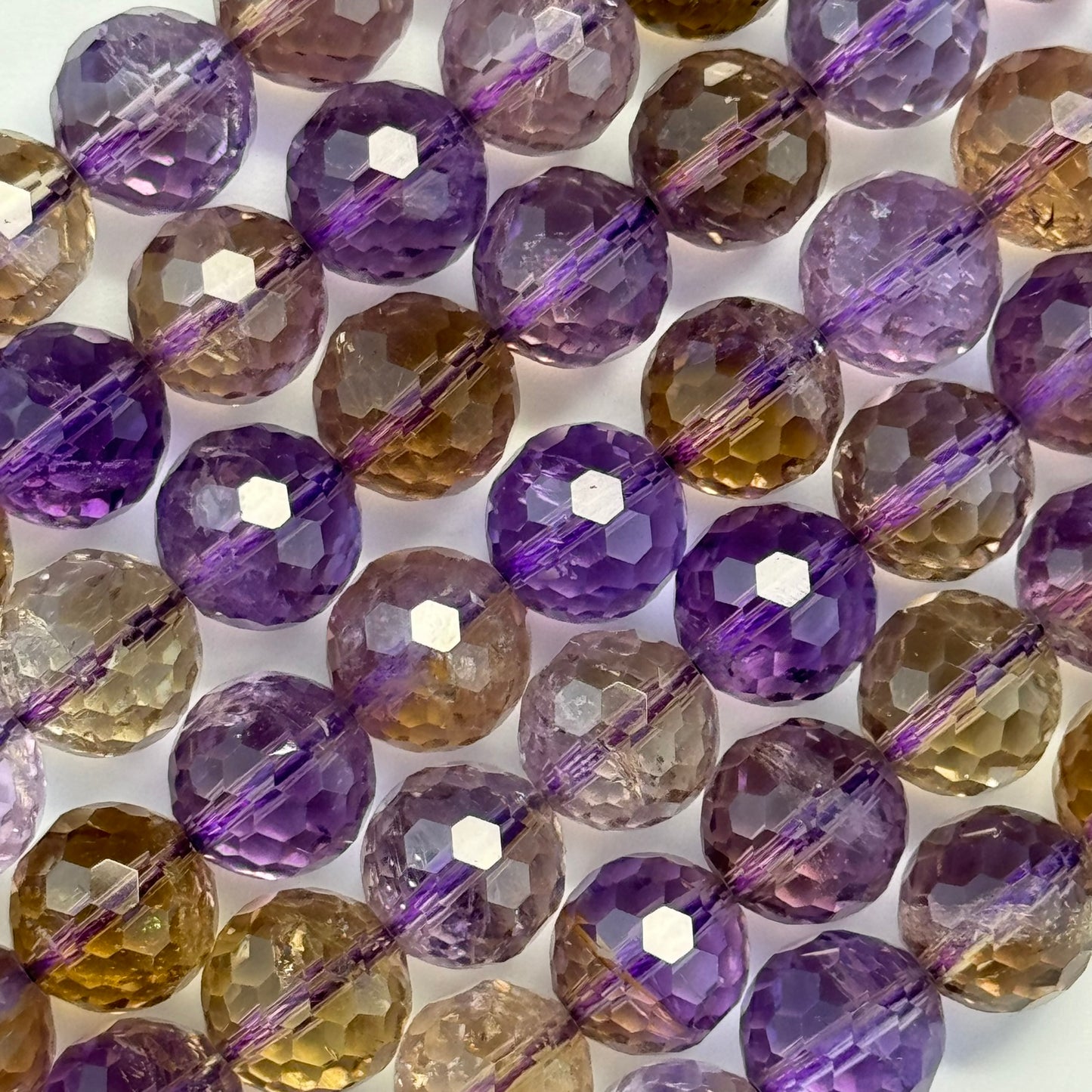 Natural Ametrine Faceted Round Gemstone Beads – Extremely Rare - (AAAAA Quality)