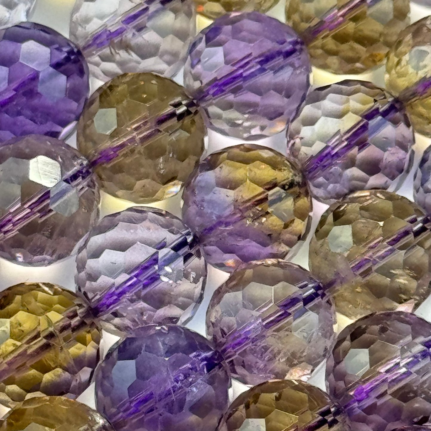 Natural Ametrine Faceted Round Gemstone Beads – Extremely Rare - (AAAAA Quality)