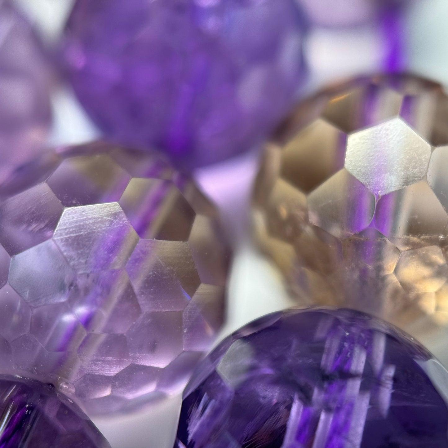 Natural Ametrine Faceted Round Gemstone Beads – Extremely Rare - (AAAAA Quality)