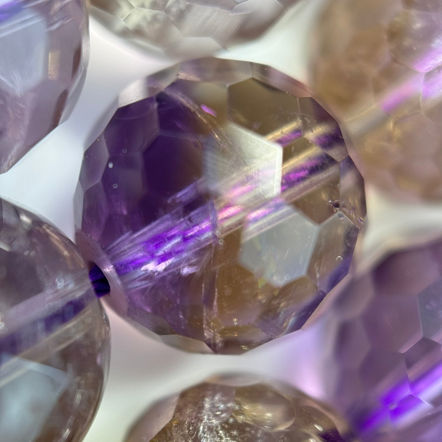 Natural Ametrine Faceted Round Gemstone Beads – Extremely Rare - (AAAAA Quality)