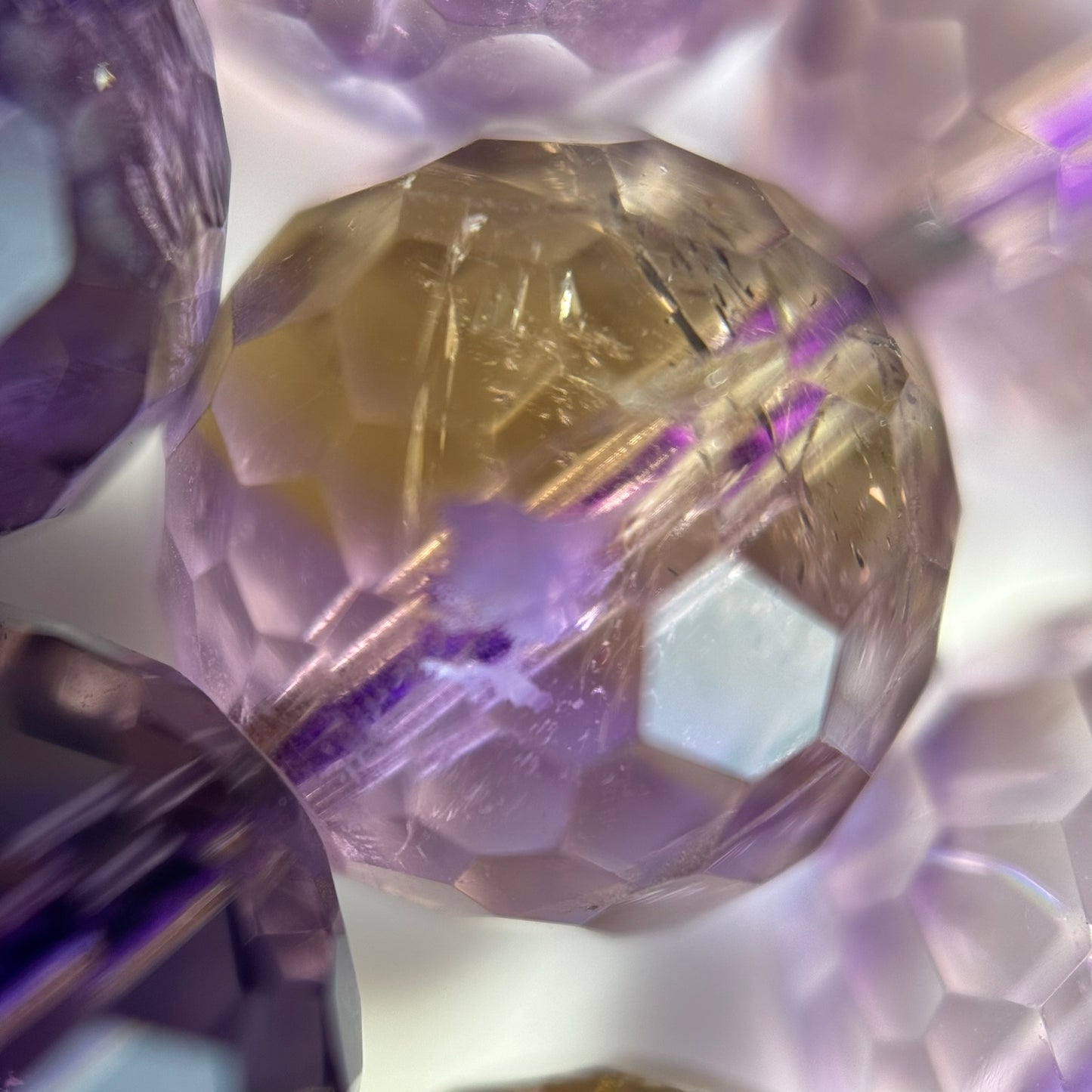 Natural Ametrine Faceted Round Gemstone Beads – Extremely Rare - (AAAAA Quality)