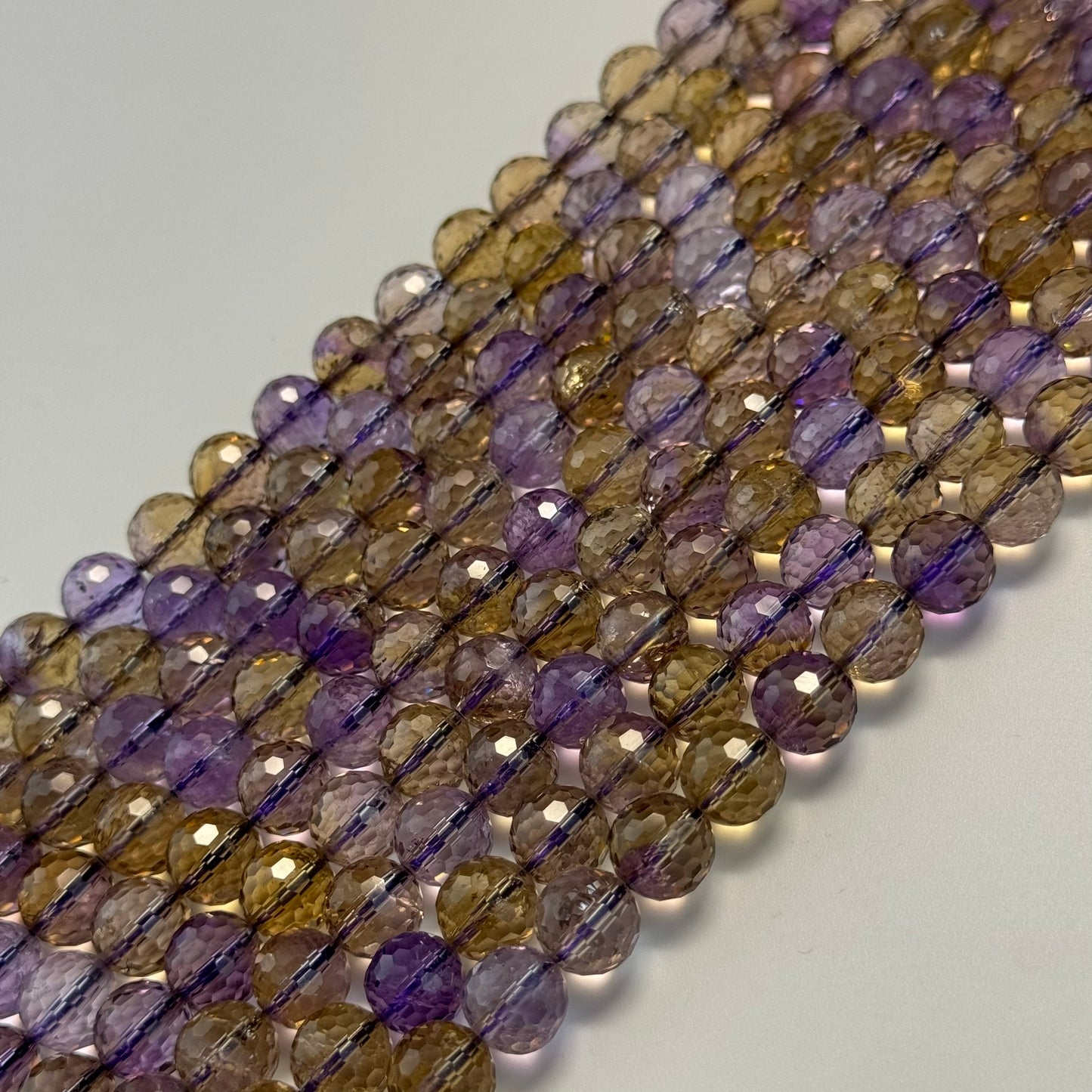 Natural Ametrine Faceted Round Gemstone Beads – Extremely Rare - (AAAAA Quality)