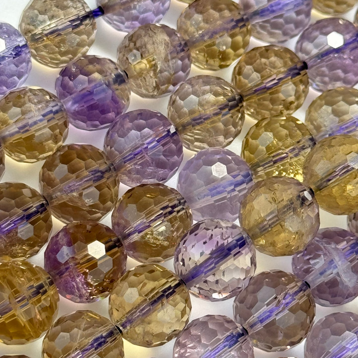 Natural Ametrine Faceted Round Gemstone Beads – Extremely Rare - (AAAAA Quality)