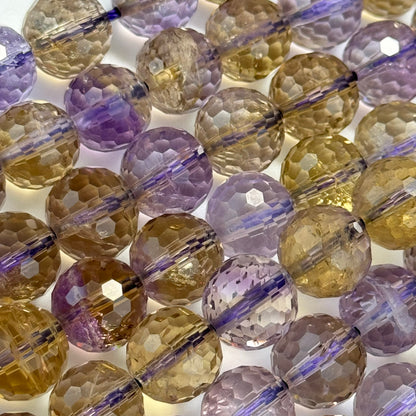 Natural Ametrine Faceted Round Gemstone Beads – Extremely Rare - (AAAAA Quality)