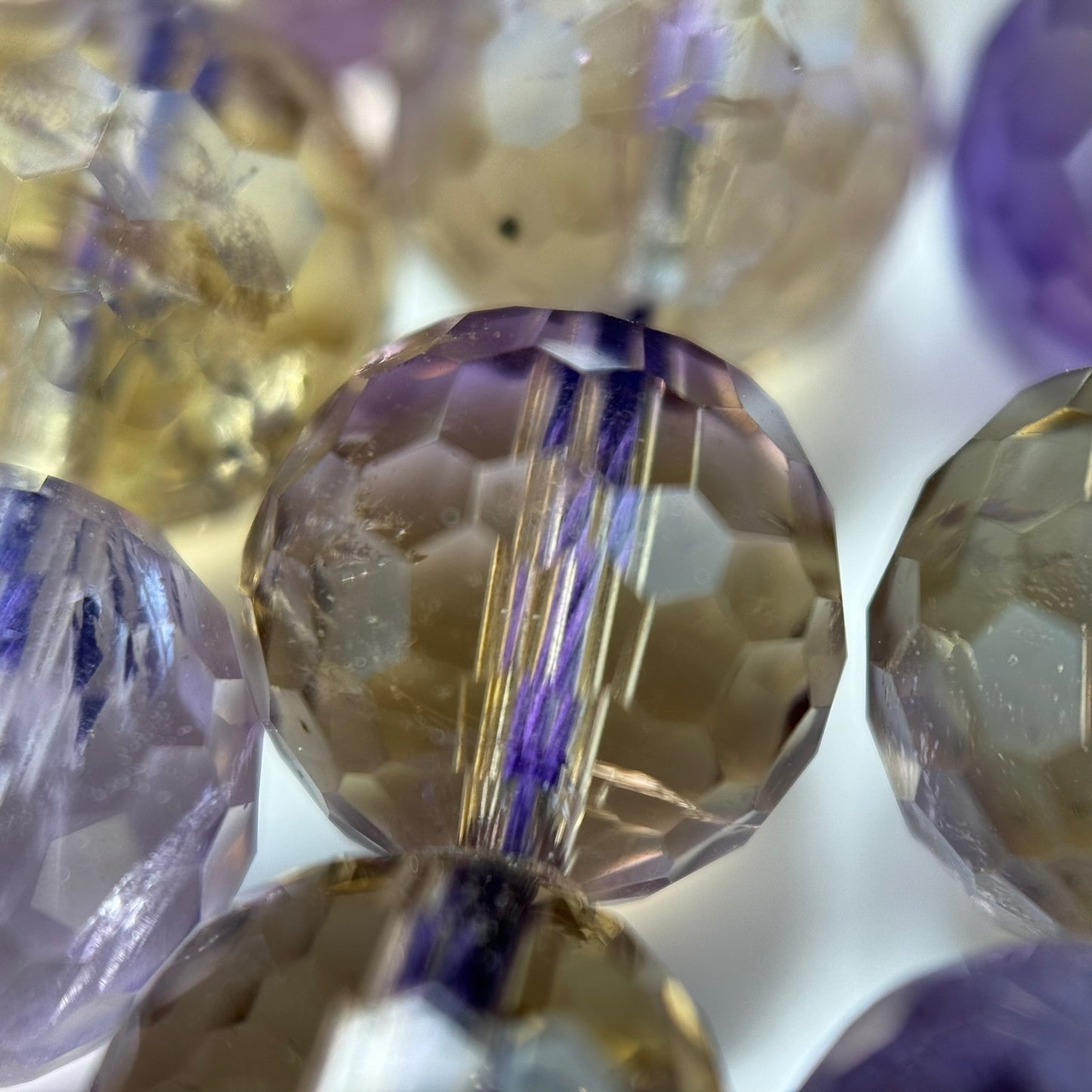 Natural Ametrine Faceted Round Gemstone Beads – Extremely Rare - (AAAAA Quality)