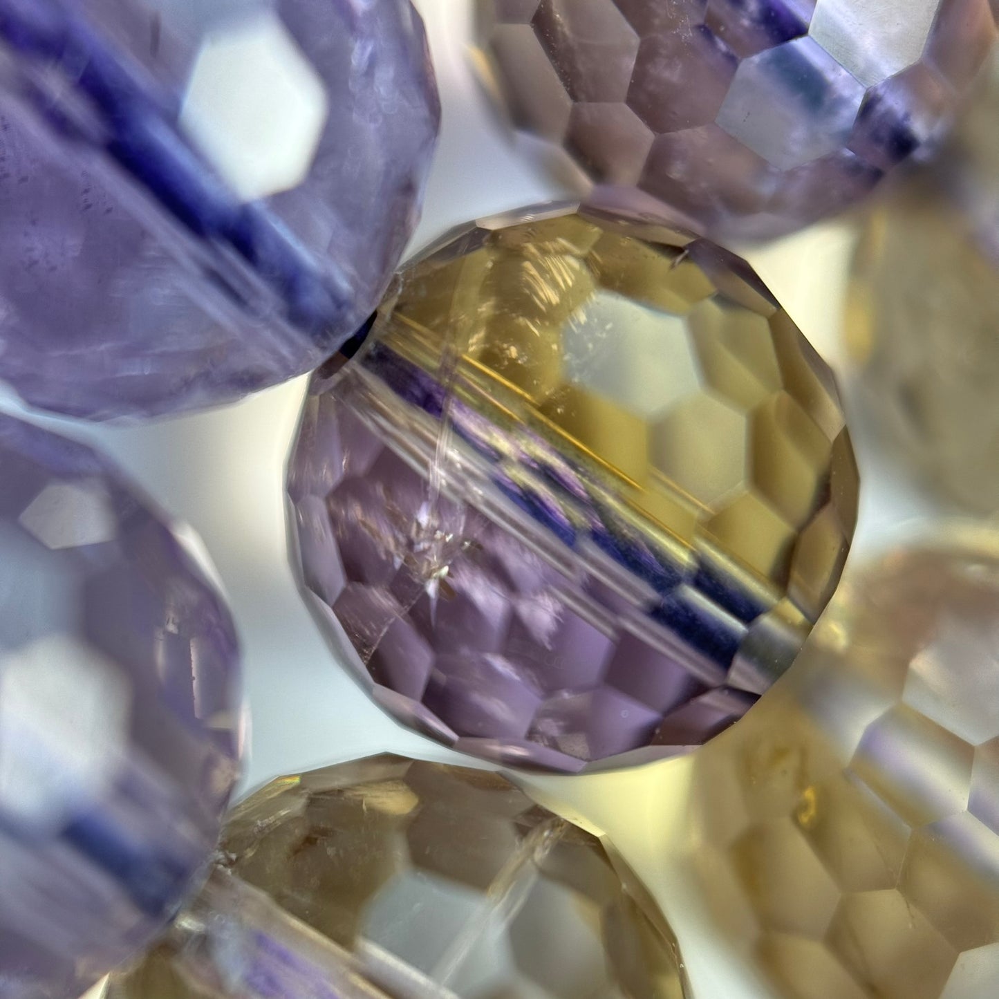 Natural Ametrine Faceted Round Gemstone Beads – Extremely Rare - (AAAAA Quality)