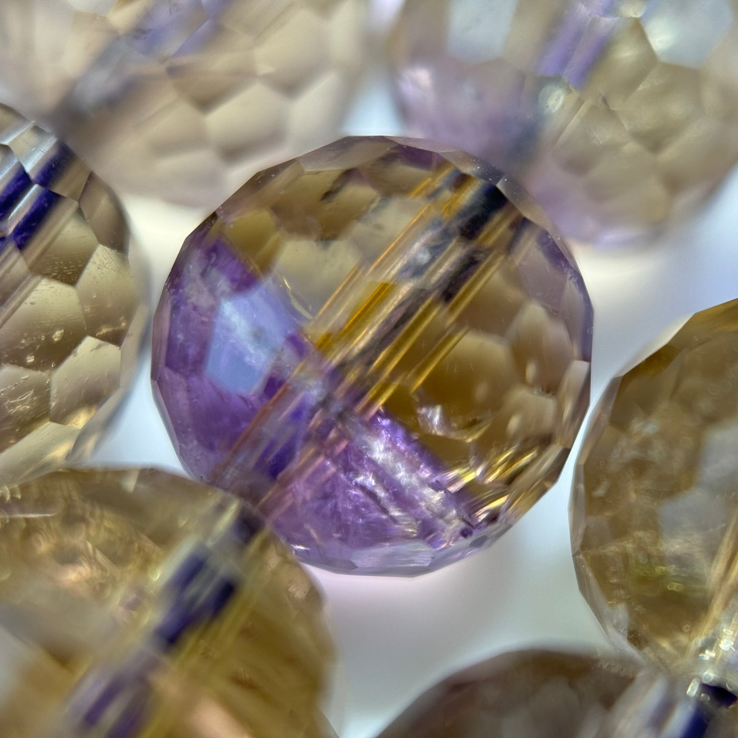 Natural Ametrine Faceted Round Gemstone Beads – Extremely Rare - (AAAAA Quality)