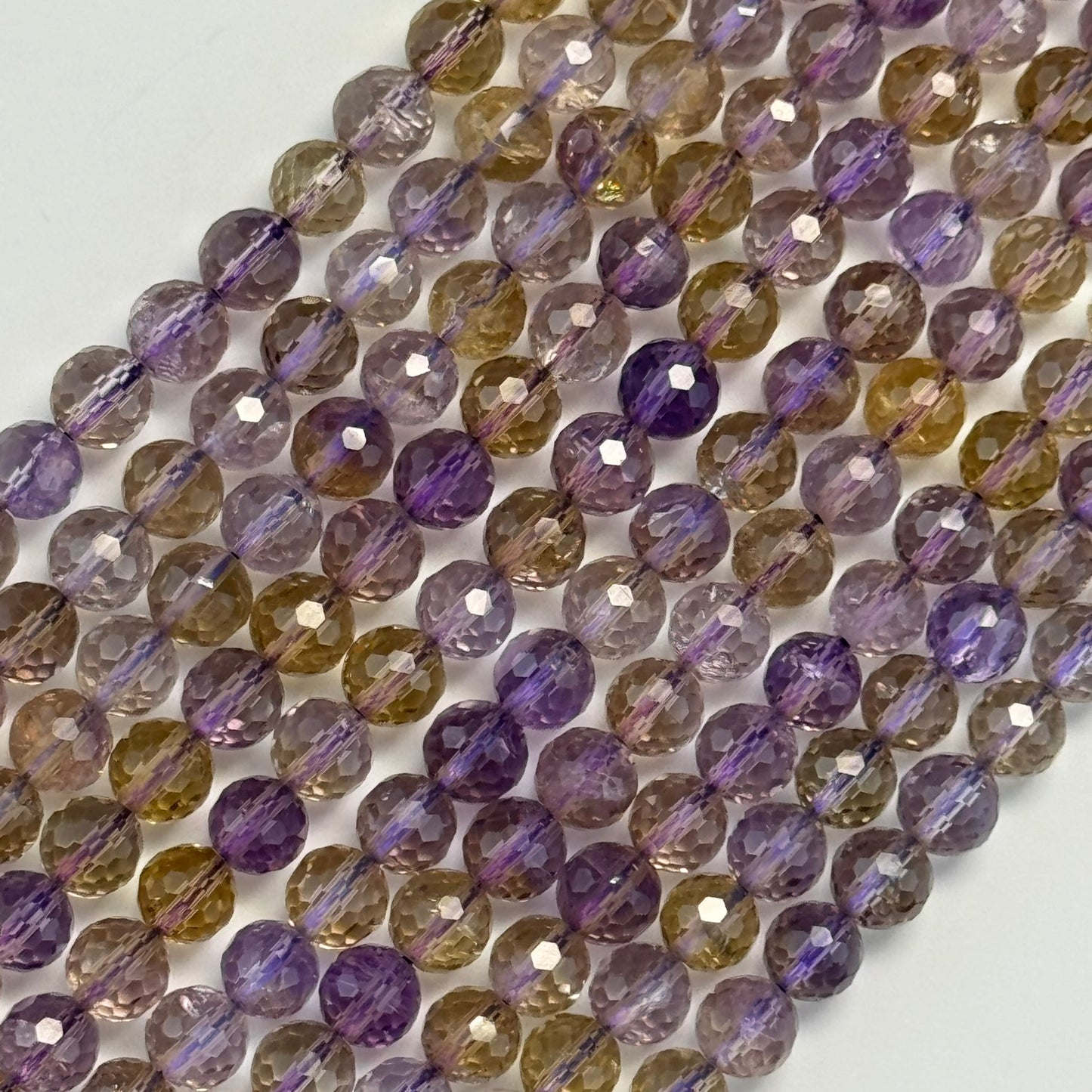 Natural Ametrine Faceted Round Gemstone Beads – Extremely Rare - (AAAAA Quality)