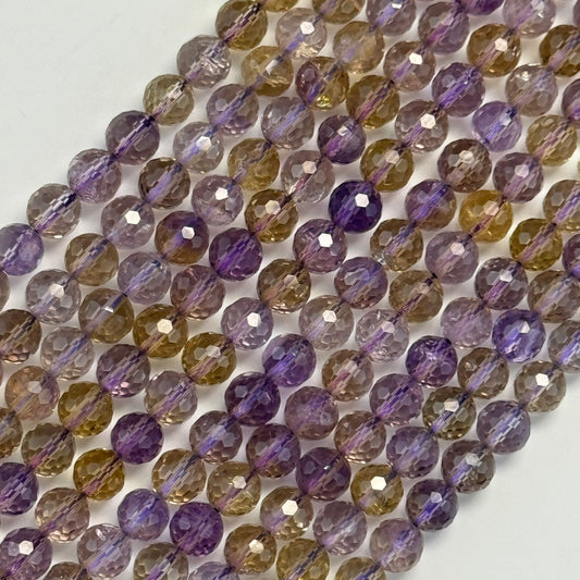 Natural Ametrine Faceted Round Gemstone Beads – Extremely Rare - (AAAAA Quality)