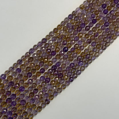 Natural Ametrine Faceted Round Gemstone Beads – Extremely Rare - (AAAAA Quality)