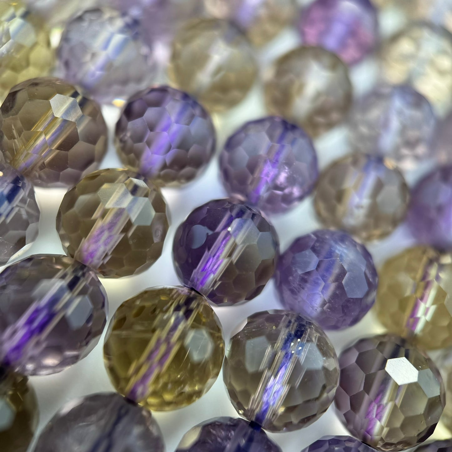Natural Ametrine Faceted Round Gemstone Beads – Extremely Rare - (AAAAA Quality)
