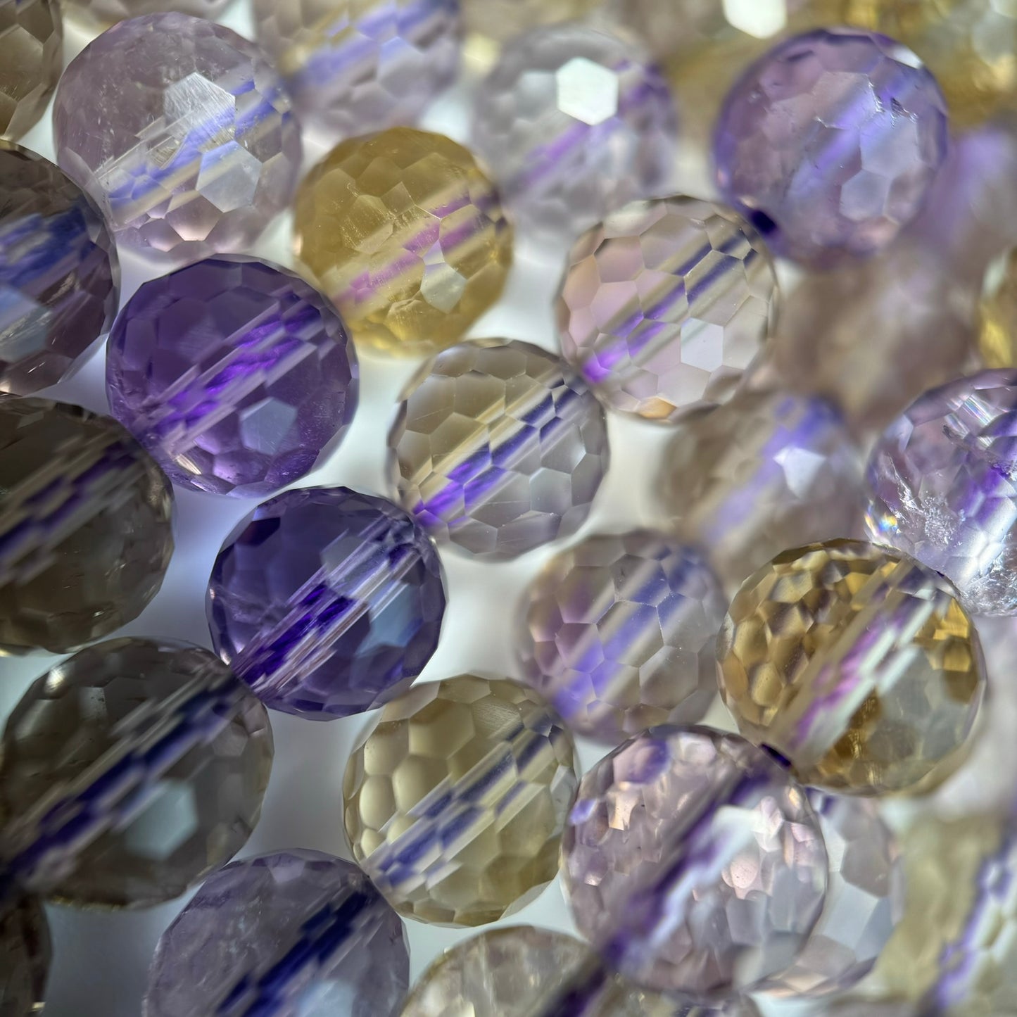 Natural Ametrine Faceted Round Gemstone Beads – Extremely Rare - (AAAAA Quality)