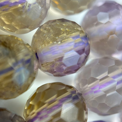 Natural Ametrine Faceted Round Gemstone Beads – Extremely Rare - (AAAAA Quality)