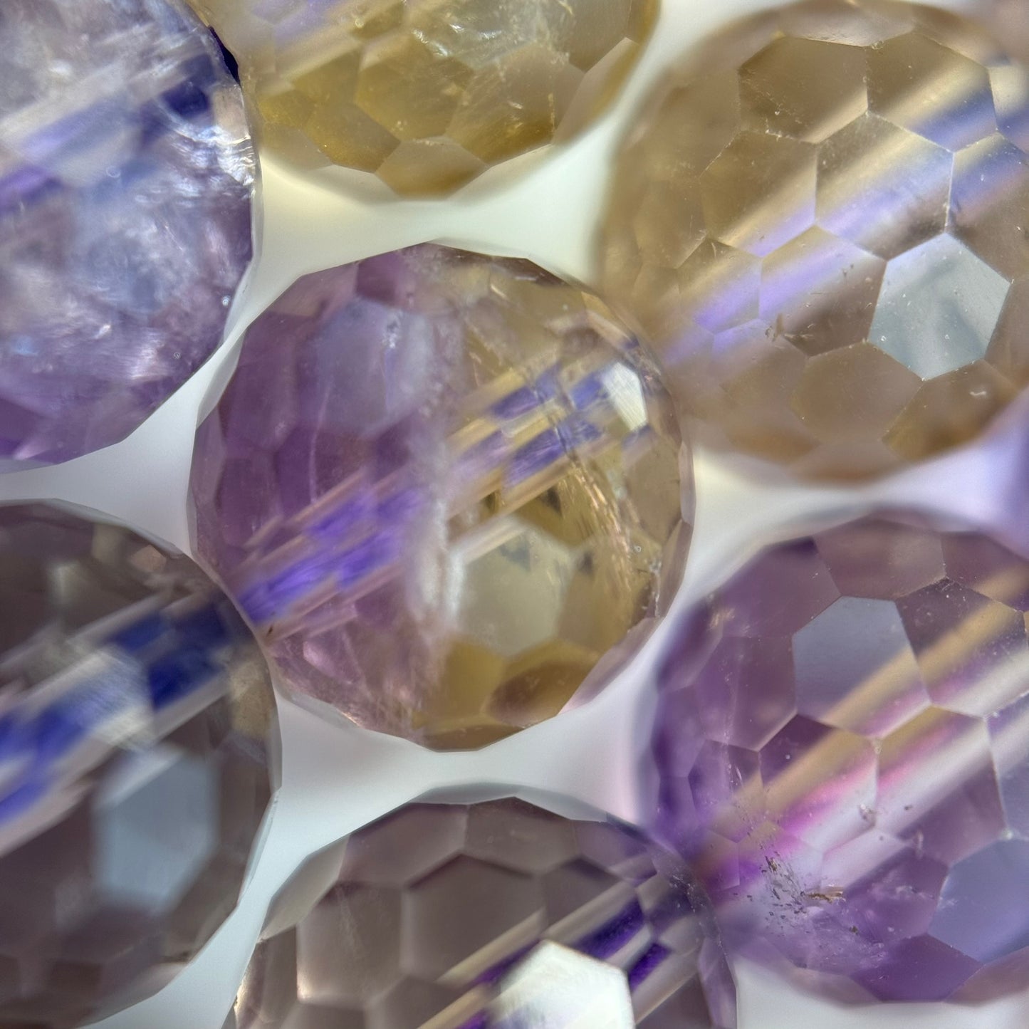 Natural Ametrine Faceted Round Gemstone Beads – Extremely Rare - (AAAAA Quality)
