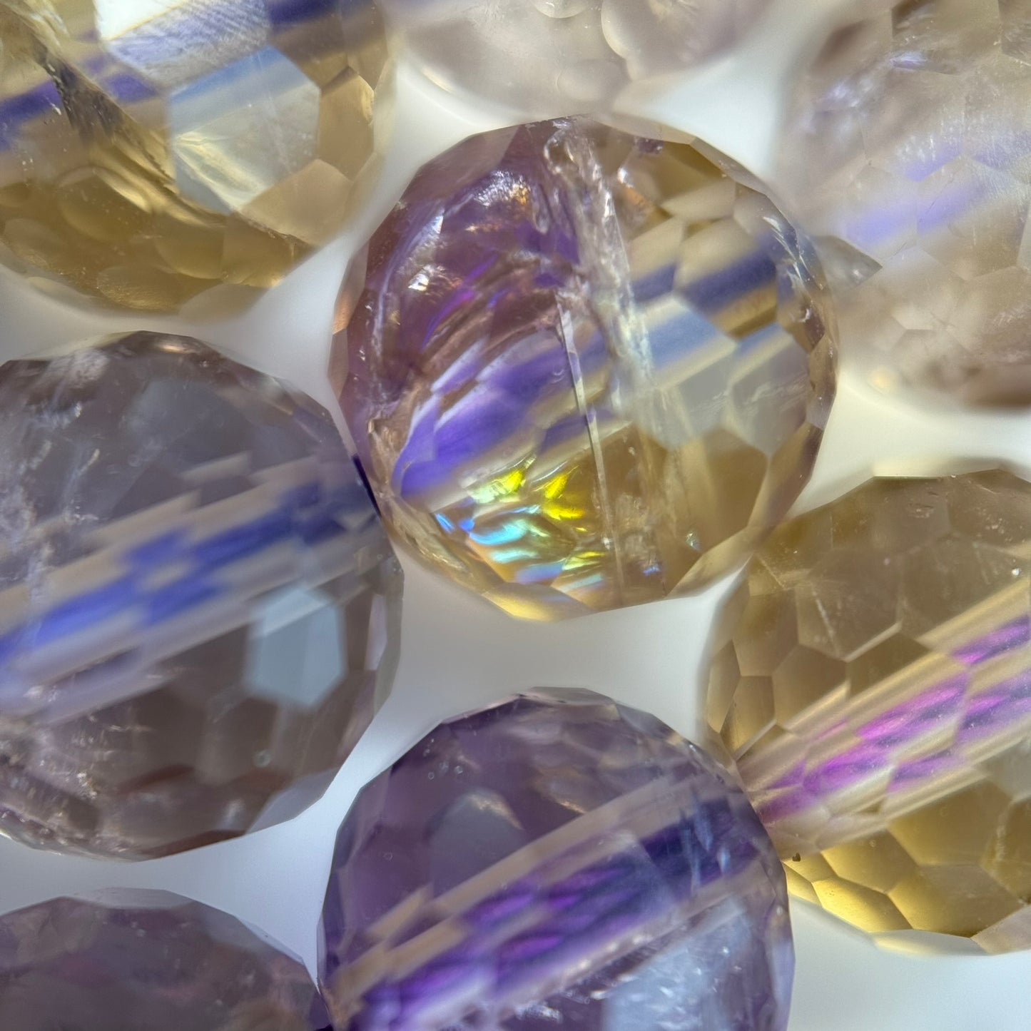 Natural Ametrine Faceted Round Gemstone Beads – Extremely Rare - (AAAAA Quality)